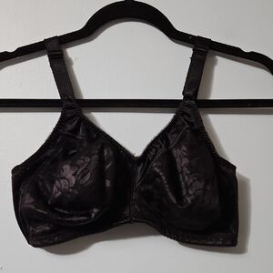 Bali Black Floral Print Lined Full Coverage Bra Size 36D